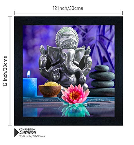 SAF Synthetic Figures, Religion, Flowers, Abstract Ganesha Painting, 12 Inch X 12 Inch