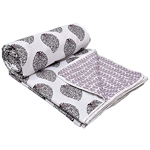 WONDERLOOK Pure Cotton Reversible AC Blanket/Dohar Single Bed AC Blanket | Soft Light-Weight Bed Blanket/100% Cotton Malmal Dohar Set of 2 pcs- (Design-04)