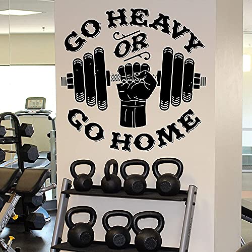 GADGETS WRAP Wall Decal Vinyl Sticker Wall Decoration - Go Heavy or Stay Home Wall Decal Fitness Gym Sport Vinyl Sticker