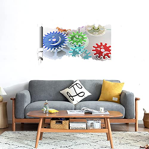 GADGETS WRAP Printed Wall Decal Sticker Scratched Paper Style Wall Decal (90cm x 50cm) - TRANSPERANTS Gears