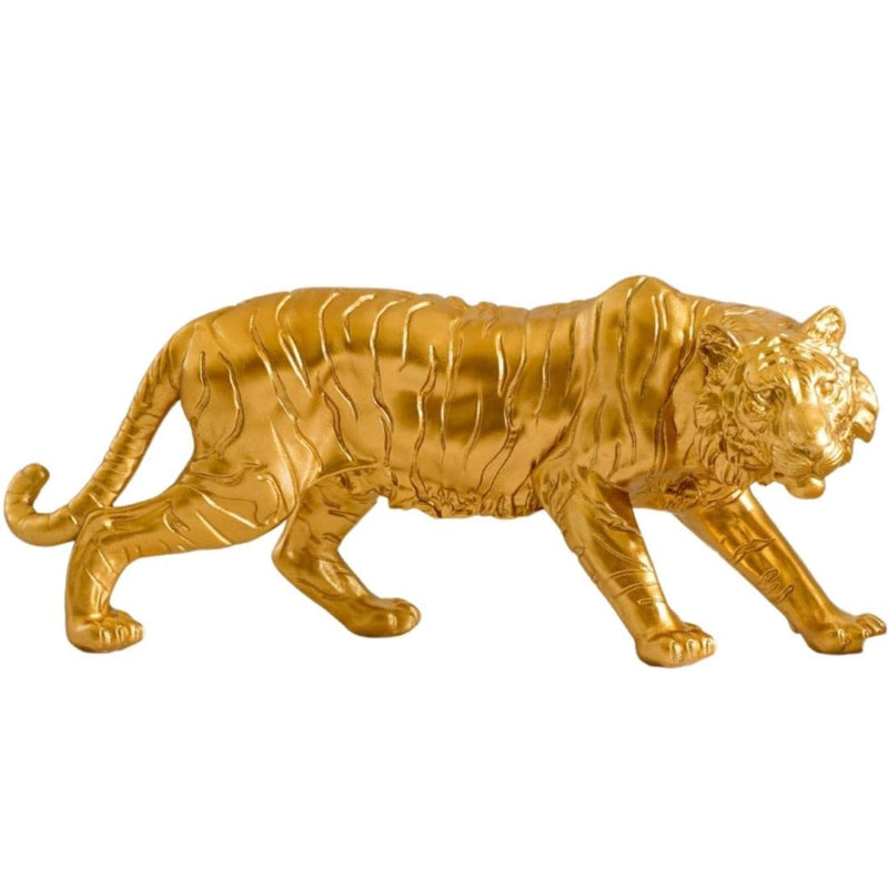 Nestasia Golden Royal Bengal Tiger Resin Showpiece with Smooth Metallic Finishing for Home Decor, Living Room, Shelf, Centre Table | Perfect for Gifting (16.5 Inch)