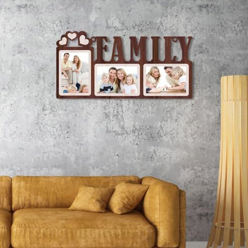 MUSHA Family Your Images & Names Customized Wall Collage Photo Frame | Personalized With Pictures and Texts | Best Gift for Wife, Friend, Mom and Dad (16x8 inch)