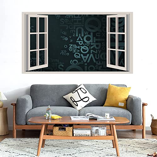 GADGETS WRAP Printed Wall Decal Sticker Fake Window Style Decal (90cm x 50cm) - Sea Green Background