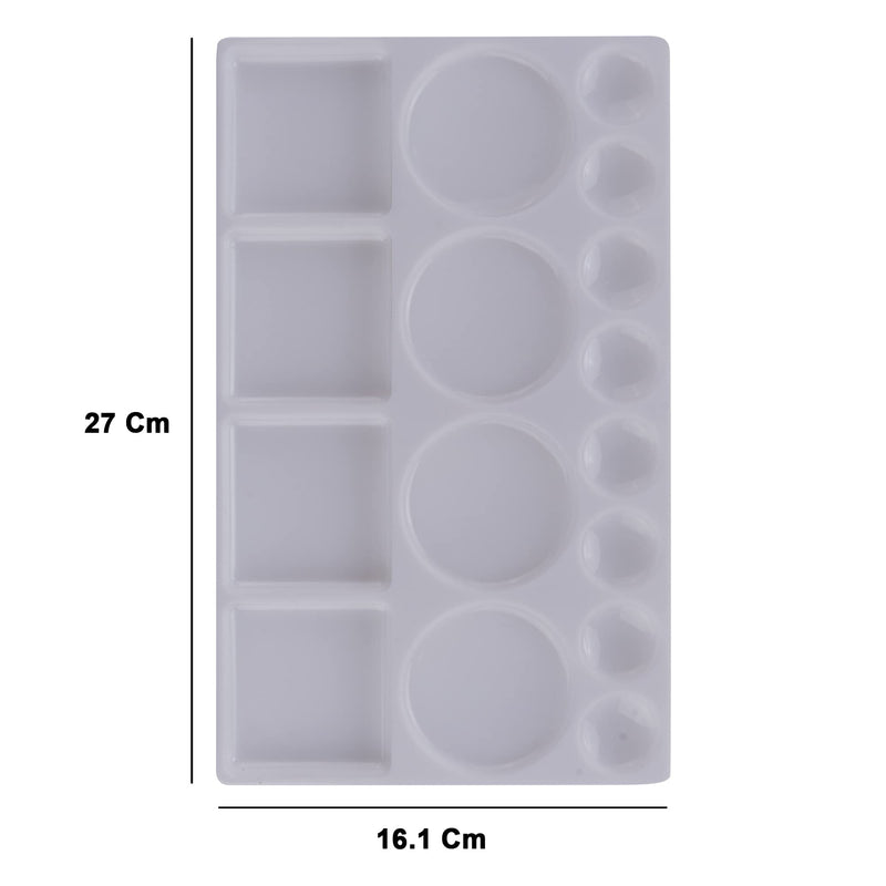 KABEER ART 16 Well Rectangle Plastic Painting Palette