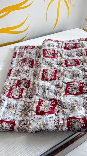 Diana Creations Red Chokda Heavy Ultrasoft Animal Printed Jaipuri Rajai Blanket | Pure Coton Rajasthani Comforter/Duvet/Rajai for Cozy Warmth