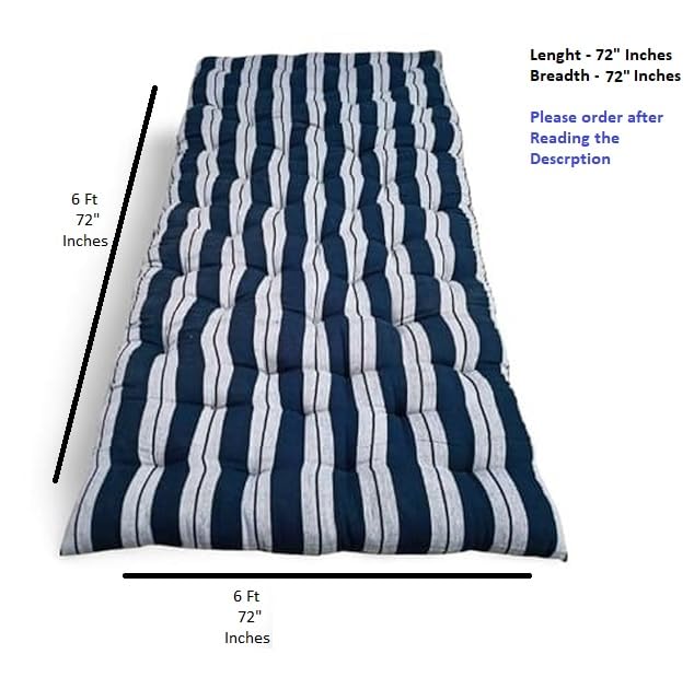 Adim's King Bed Soft Cotton Filled Quilt Mattress Gadda Soft & Reversible,Pure Cotton Fabric,Firm Gadda for Floor & Bed, Cotton Mattress Tufted Soft Rui Gadda (Blue Lining,Star) (6 x 6 King Bed)