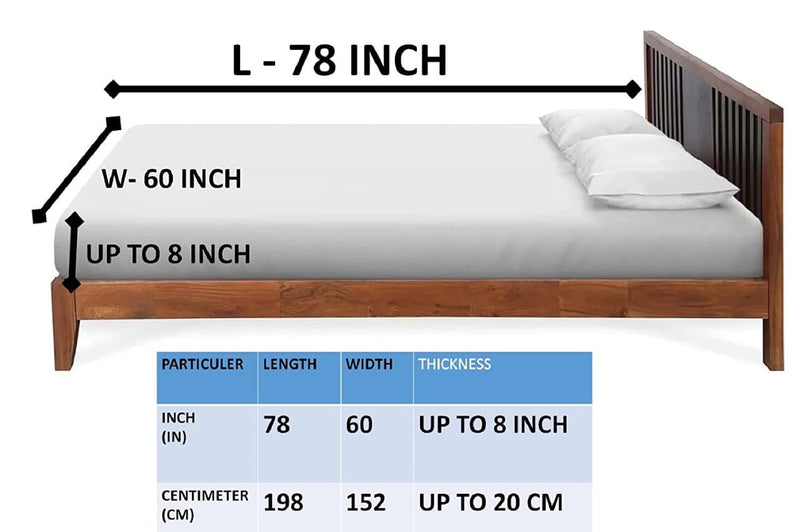 PATWAHOUSE Premium Glace Cotton Elastic Fitted King Size Double Bedsheets with 2 Pillow Covers | Double Bed with All Around Elastic 210 TC Super Soft | Size - 72 King Size x 78+10 inches | Brown-Beige