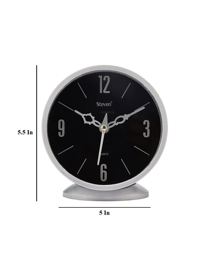 Ximdeco® Silver Round Mini Analog Table Clock (Silver)