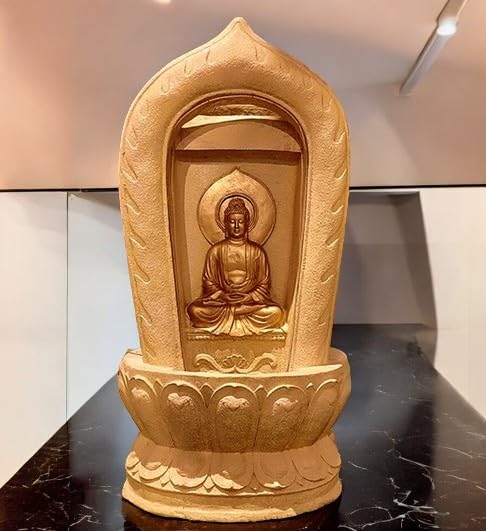 SEPBORN Terracotta Buddha Wall Fountain, 100 cm Height with Light & Pump