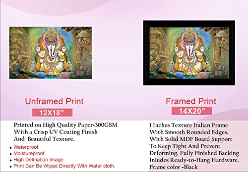 SAF Pack of 1 Ganesha religious modern art wall painting with framed for living room 11 inch x 14 inch CANFM31226