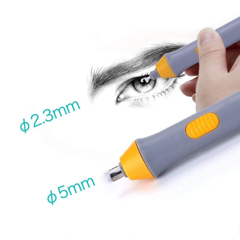 Qatalitic Electric Eraser, Automatic Operated Eraser, with 22 Refills and 2 Eraser Holders for Sketching, Drawing, Portrait Shading (Batteries not Included)