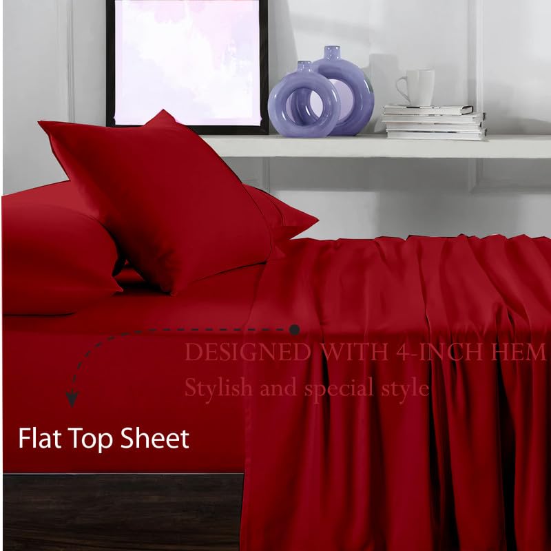 Flat Bedsheet Premium Microfiber Flat Bedsheet for Double Size Bed | 1 Bedsheets with 2 Pillow Covers | Bed Sheet | Chadar Bed | Chadar - Double Bed_Burgundy Solid