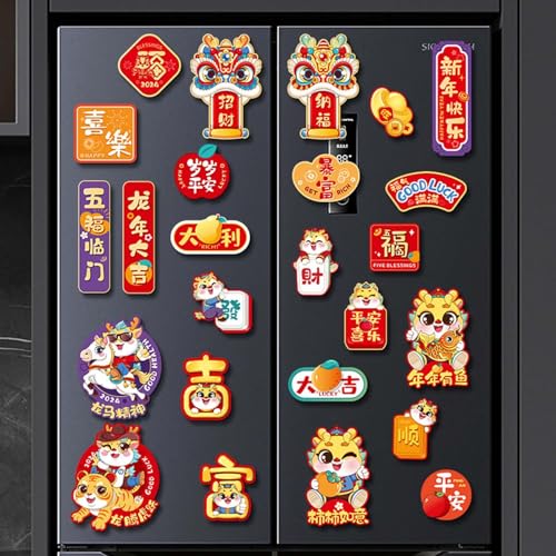 ATORSE® 6 Pieces Chinese New Year Refrigerator Magnets 3D for Spring Festival Office Style B