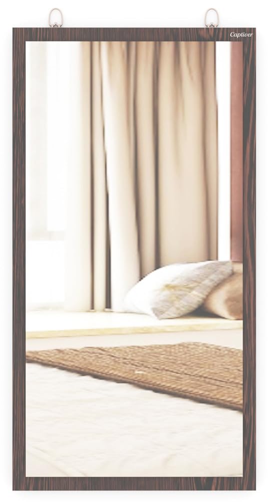 Captiver Engineered Wood Mini Solid Wall Hanging Mirror (Wenge 30X58 CM) Washbasin Bathroom Bedroom Office Organizer