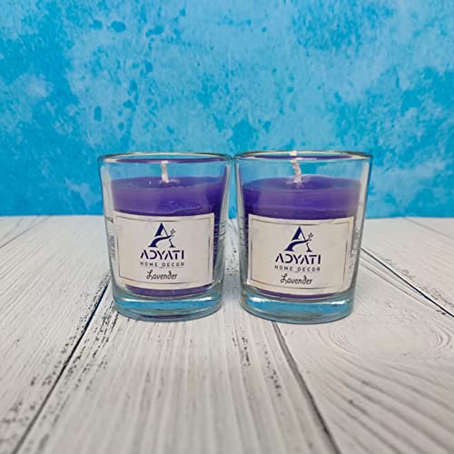 ADYATI HOME DECOR Lavender & Lilly Scented Shot Votive Glass Candle Set of 4 | Fragrance Candles |Candles for Home Decoration|| Burn TIME 12 HRS.