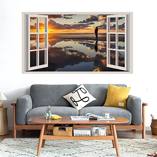 GADGETS WRAP Printed Wall Decal Sticker Fake Window Style Decal (90cm x 50cm) - Sunrise