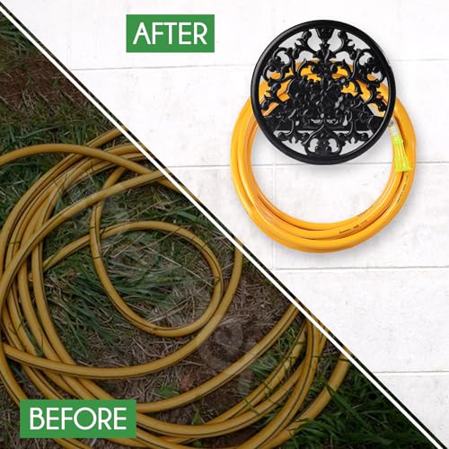 Sharpex DIY Hose Hanger for Garden Pipe - Ornamental Garden Pipe Holder Wall Mounted for Garden, Hotel, Backyard and Outdoor - Heavy Duty Metal Portable Irrigation Hose Pipe Holder Only (Black)