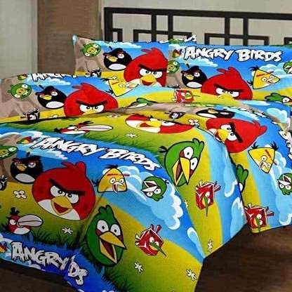 Kid's Microfiber J Shree Super Soft Floral Design Print Reversible Single Bed Dohar, Multicolour (Angy Bird)