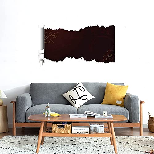 GADGETS WRAP Printed Wall Decal Sticker Scratched Paper Style Wall Decal (90cm x 50cm) - Red Brown