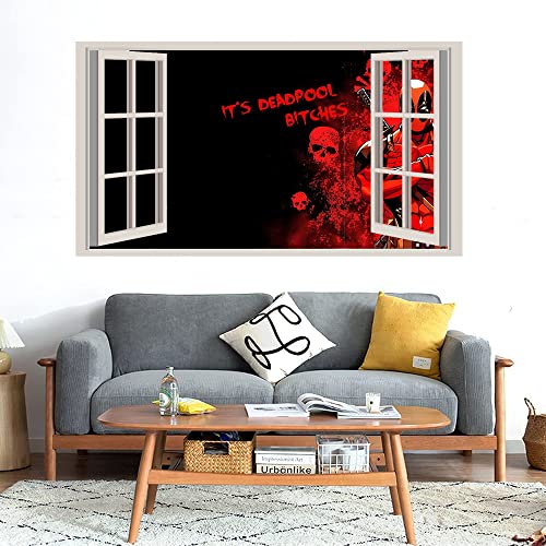 GADGETS WRAP Printed Wall Decal Sticker Fake Window Style Decal (90cm x 50cm) - Its Deadpool