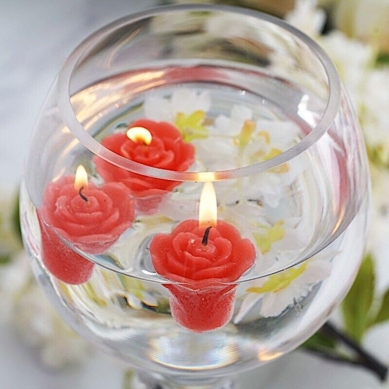 Weddings Parties and Gift 12 RED Mini Roses Floating Candles Party Wedding Centerpieces Supplies vngift6526