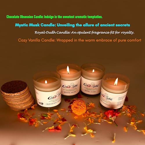 Crazy Sutra® Natural Soy Wax Cork Jar Candle Pack - Pure Cotton Wicks, Essential Oil Scented