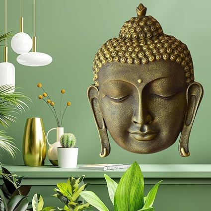 Shawshank 3 Feet Buddha Face Wall Hanging Mural Showpiece for Home Entrance Decor, Office, Study Room - Idol Statue Shri Buddha face Wall Mount