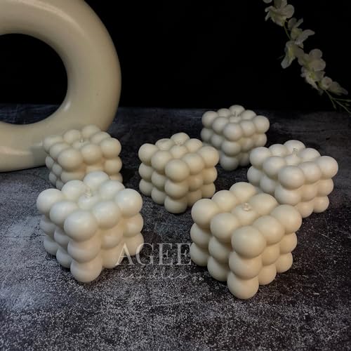 Bubble Candles | Set of 2 | 3x3 Cube Bubble Candle | Non-Toxic | Clean Burning (Unscented)