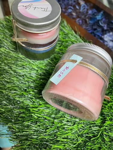 Soulshrine - Red Heart on top Scented Candle Combo, Rose & Lavender Scented Glass jar Candle, Perfect for Valentine Gift & Home Décor | (Pack of 2)