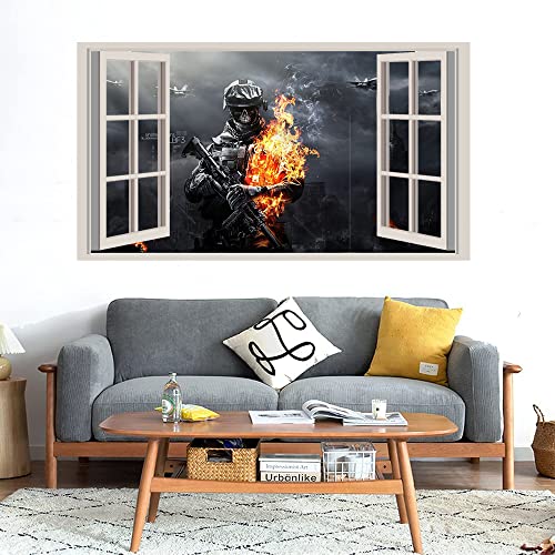 GADGETS WRAP Printed Wall Decal Sticker Fake Window Style Decal (90cm x 50cm) - Zombie Soldier