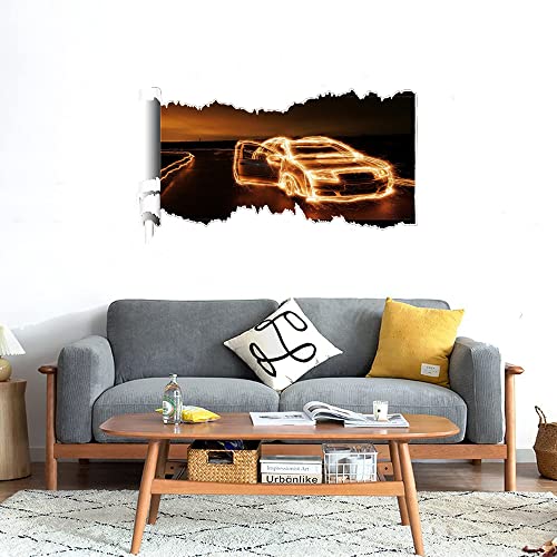 GADGETS WRAP Printed Wall Decal Sticker Scratched Paper Style Wall Decal (90cm x 50cm) - Car Waves