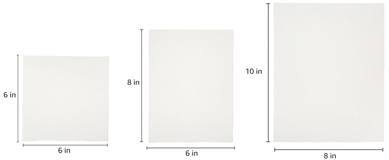 Amazon Brand - Solimo Cotton Canvas Boards for Painting (8x10, 6x8, 6x6 Combo Pack of 9,White)