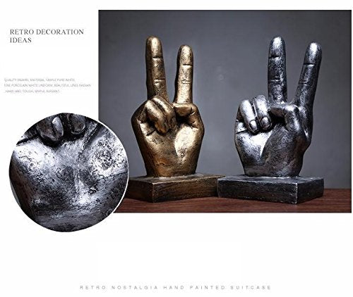 Creative Statues and Abstract Hand Sculptures for Home & Office Decor,Finger Signs Marks Figurines (Gold Yes)