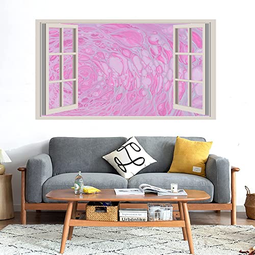 GADGETS WRAP Printed Wall Decal Sticker Fake Window Style Decal (90cm x 50cm) - Two Shades Pink