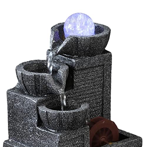 ATORSE® Orb Tabletop Water Fountain Waterfalls W/Led Light Round Mouth