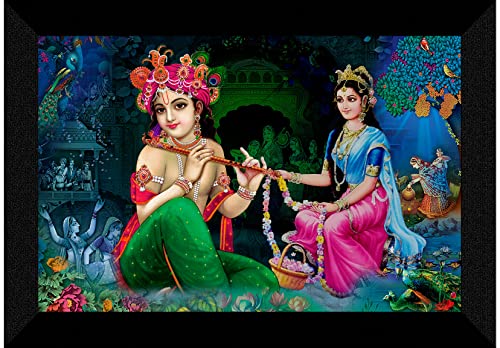 SAF paintings Pack of 1 Radha krishna religious modern art wall painting with framed for living room 11 inch x 14 inch CANFM31320