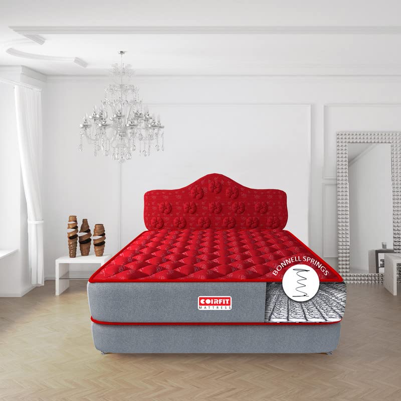 Coir FIT Euphoria Normal Top 8' Inch Double Size Bonell Spring Mattress (72X48X8, RED)