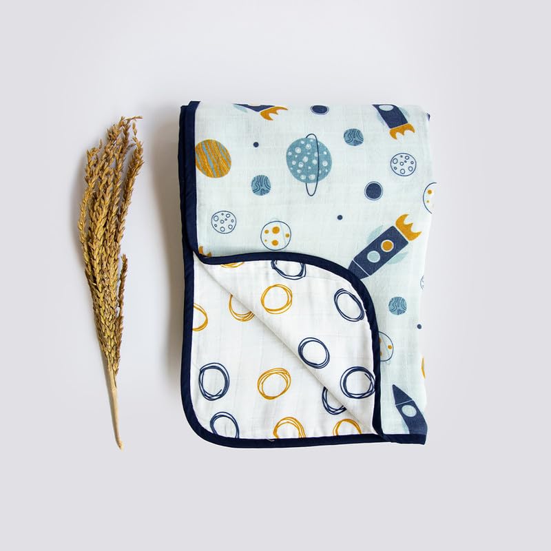 Yellow Doodle Baby Giraffe + Child of The Universe Reversible Muslin Blanket - Adorable Combo for Unisex Baby Ages 0-4 Years