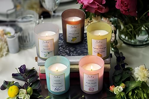 Brahmz Soy Wax Candle (Burn Time 30 hrs) in Glass Jar for Fragrance in Home and Office,Smoke Free Organic Candle, Handpoured Organic Candle (All 5 Combo)