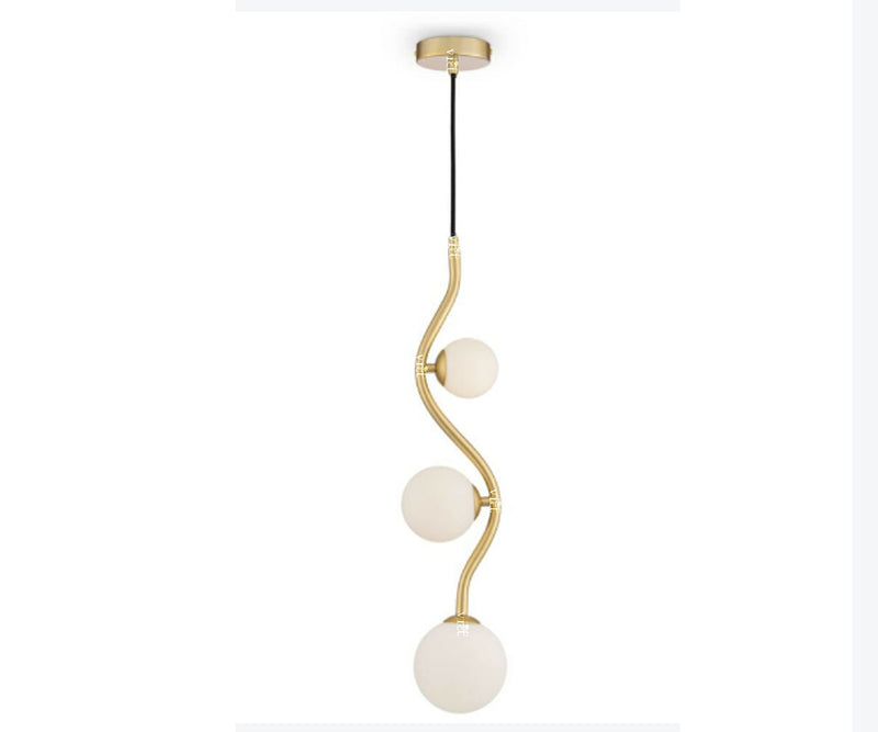 VRCT Chandelier Hanging Light Gold Modern Ceiling Pendant Lamp with White Glass, Adjustable Cord Ceiling Light for Bedroom Living Dining Room(Bulb not Included) (Pack of 1)