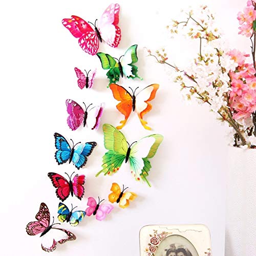 iDream 12pcs 3D PVC Magnet Butterflies DIY Wall Sticker Home Decoration (Double Layer Multicolour)