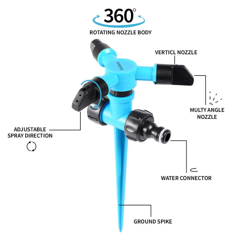 Kadaon Garden Sprinkler, 360Ã‚° Rotating Lawn Sprinkler with up to 3,000 Sq. Ft Coverage - Adjustable, Weighted Gardening Watering System