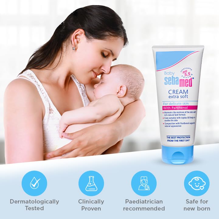 Sebamed Baby Cream Extra Soft 200m|Ph 5.5| Panthenol and Jojoba Oil|Clinically tested| ECARF Approved