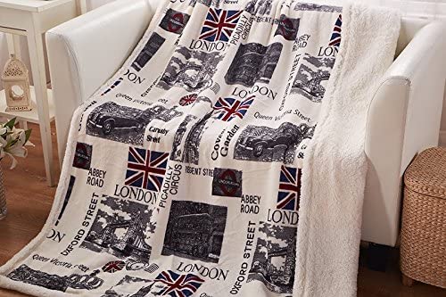 EMERGE London Oxford Flag Bed Blanket Luxury Fleece Blanket Great British Flag Chair Cabin Sofa Couch Blanket Warm Soft Plush Travel Blanket Bedspread Cover Beach Throw Blanket