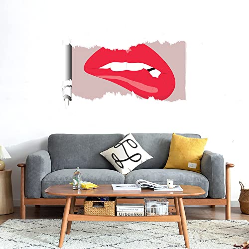 GADGETS WRAP Printed Wall Decal Sticker Scratched Paper Style Wall Decal (90cm x 50cm) - Lips Red