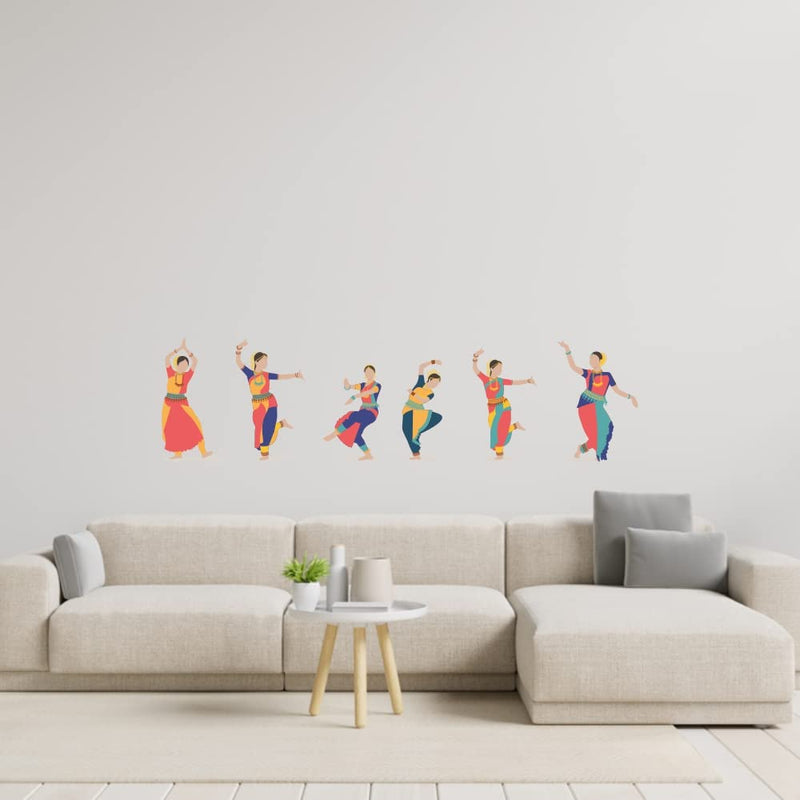 Wallzone Bharathanatyam Large Vinyl Wallsticker for Home Decoration (162 cm x 43 cm)