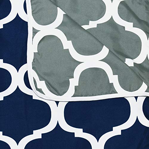 Divine Casa Microfiber All-Weather 120 GSM Printed Lightweight Reversible Design Set of 2 Single Bed AC Dohar Blanket - (Dark Blue and Grey, 140 x 210 CM)