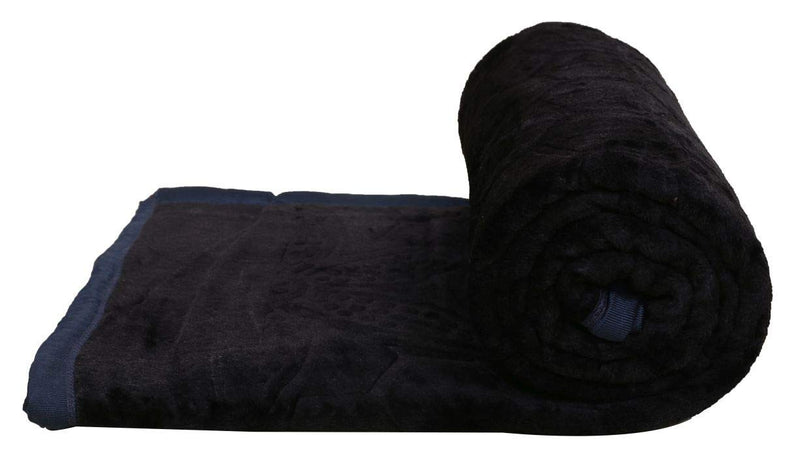 SPANGLE Floral Self Warm Soft Luxurious 360 TC Mink Single Bed Blanket (Dark Grey)