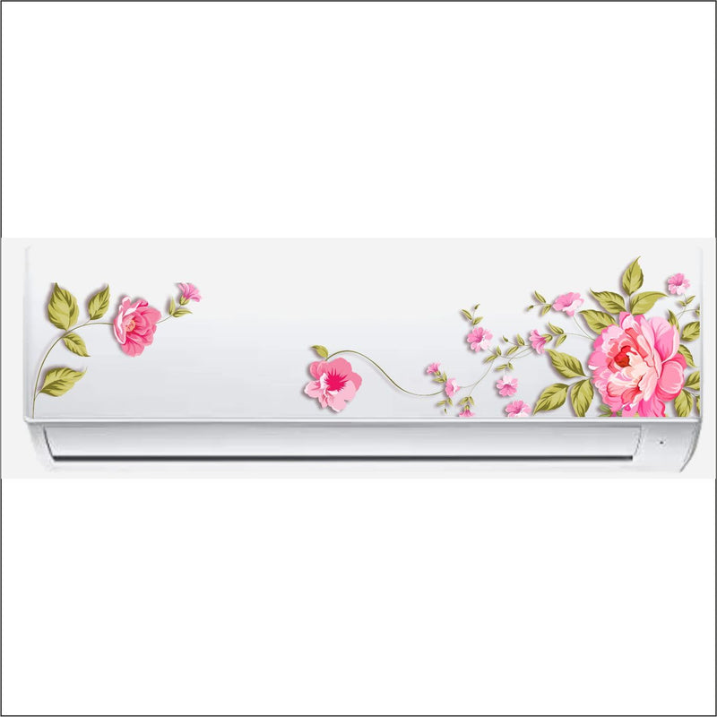 Decals Creation™ AC Sticker Floral Split Wall Stickers Conditioner Clourfull Ac Sticker for Home Living Office - Standard Size