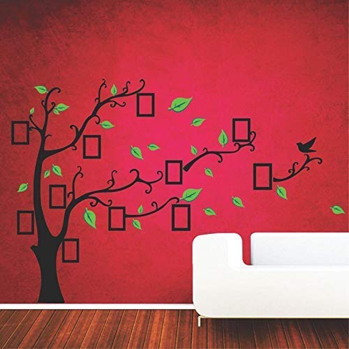 JNM Black & Green Photo Frame Tree Wall Sticker (Cover Area :- 136 X 91 cm)